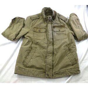 Levi’s Canvas Trucker Jacket Quilt Lined Olive Green Military Chore Mens Medium